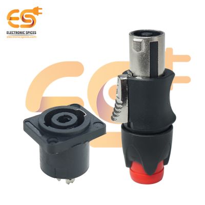 250V 20A 4 Pole Speakon Male Cable Connector with Metal Insert and Female Connector (Red)